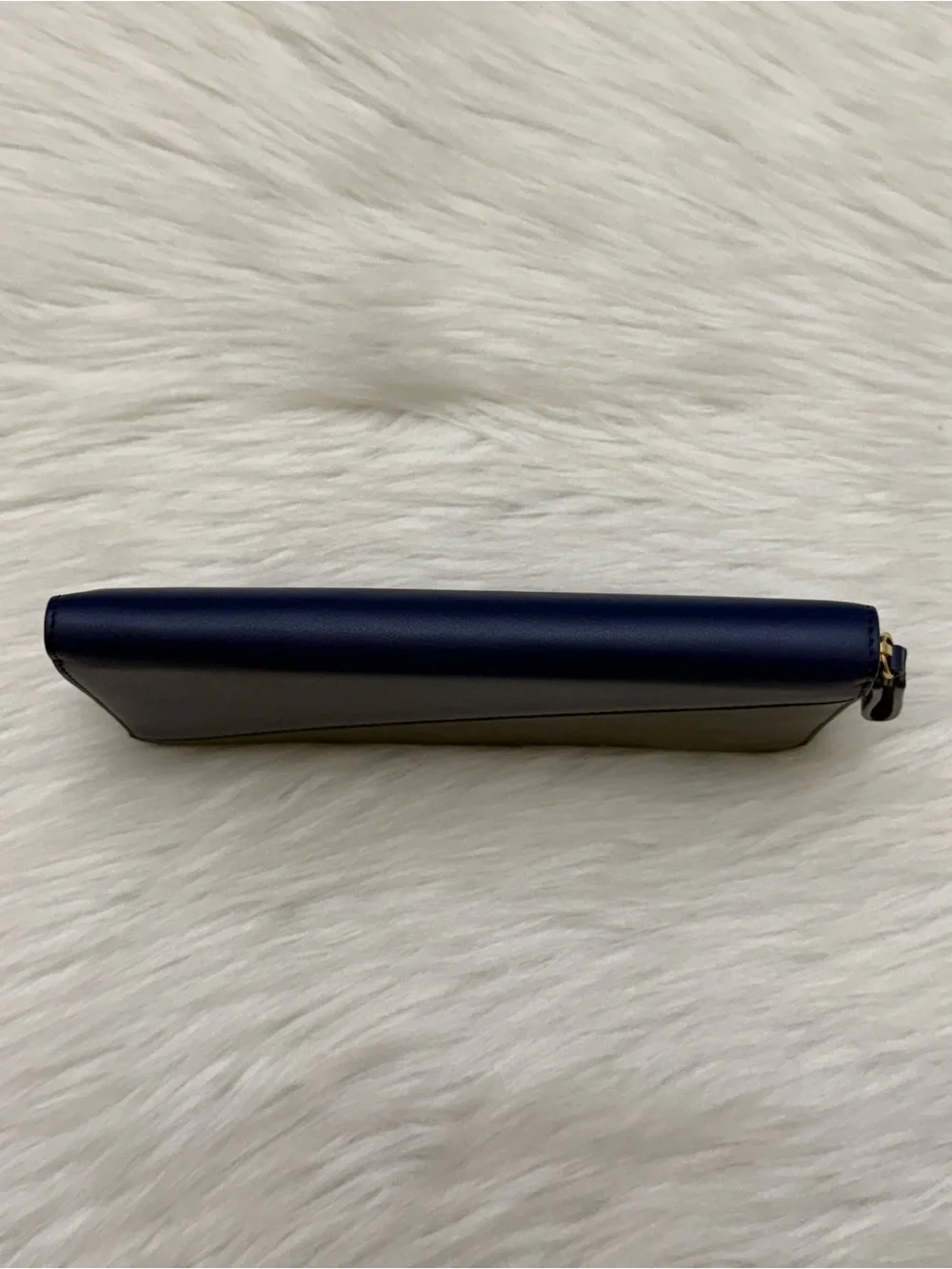DIANE VON FURSTENBERG - BLACK BLUE SOFT ALL LEATHER ZIP AROUND LONG WALLET